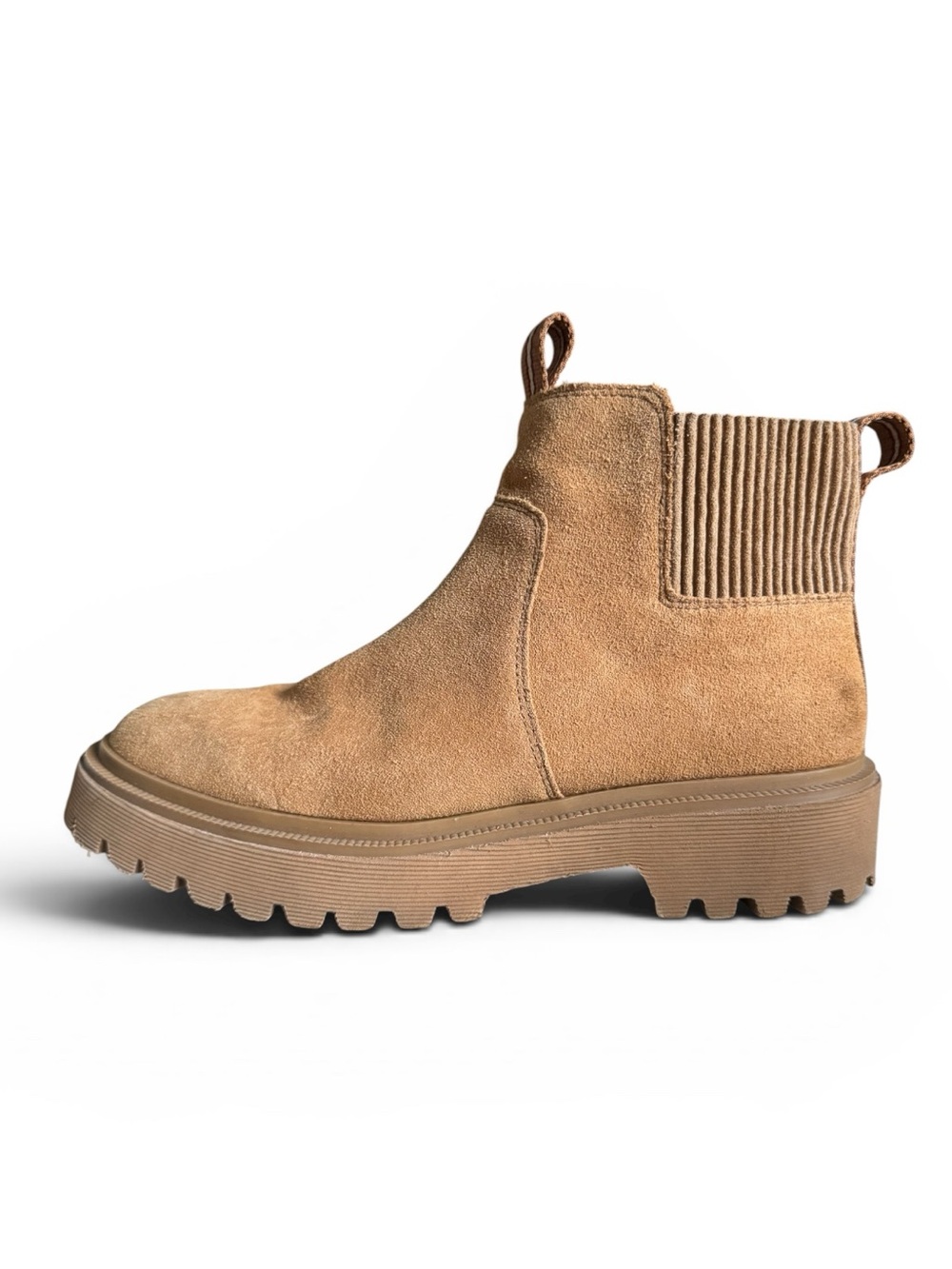 Madewell Henry Lugsole Suede Chelsea Ankle Boots Tan Beige 9.5